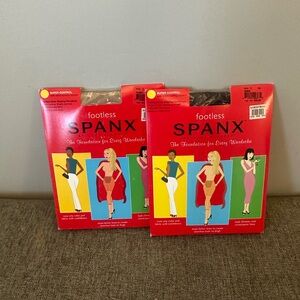 Spanx Footless Body Shaping Pantyhose Black And Nude Size C